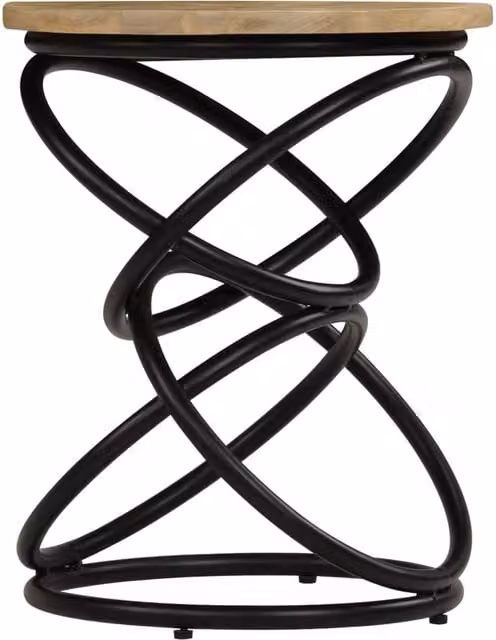Berkfield Home Round Solid Mango Wood Decorative End Table with X-Frame in Brown and Black, W: 40 cm, D: 50 cm