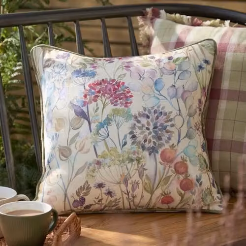 Voyage Maison Country Hedgerow Outdoor Filled Cushion, Moss Green and Multicolour, W/D/H: 45 x 45 x 45 cm