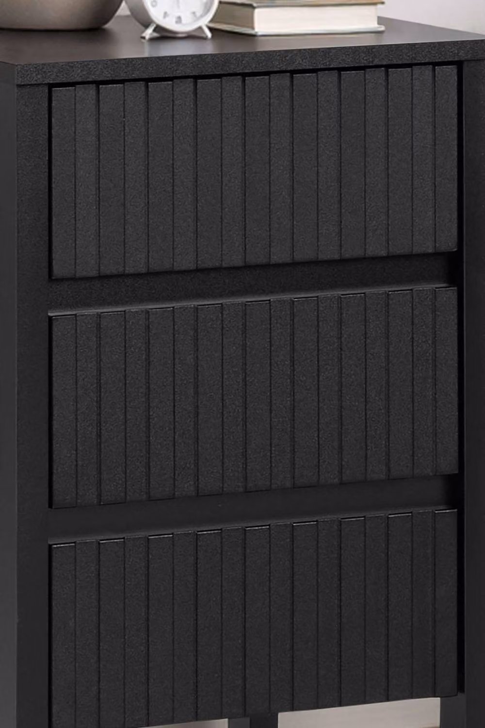 Birlea Axis 3 Drawer Fluted Bedside Cabinet Black W/D/H: 40 x 40 x 60 cm – 2