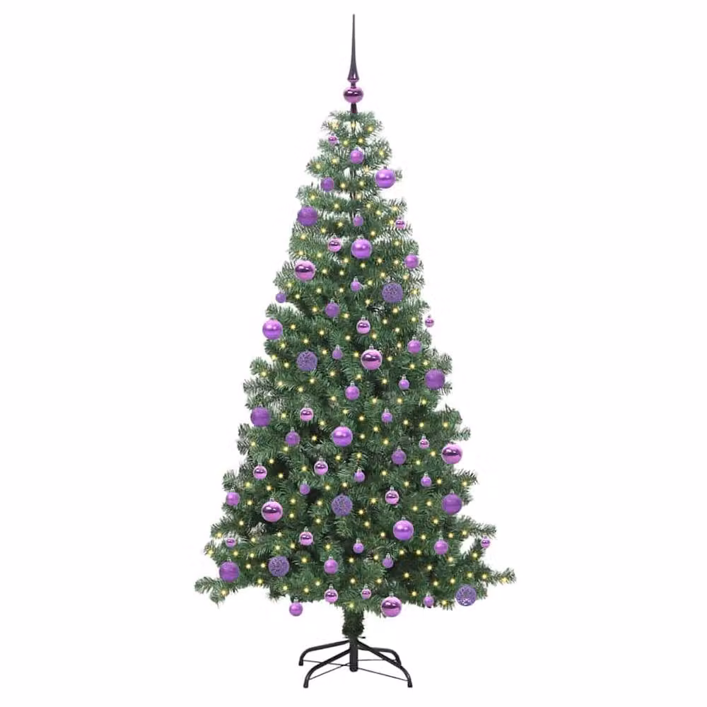 Berkfield Home Green PVC Christmas Tree with 300 LEDs and Stand, Height: 240 cm – 2