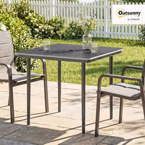 Outsunny Modern Garden Dining Table for 4 People, Grey, W/D/H: 85 x 85 x 72.5 cm – 2