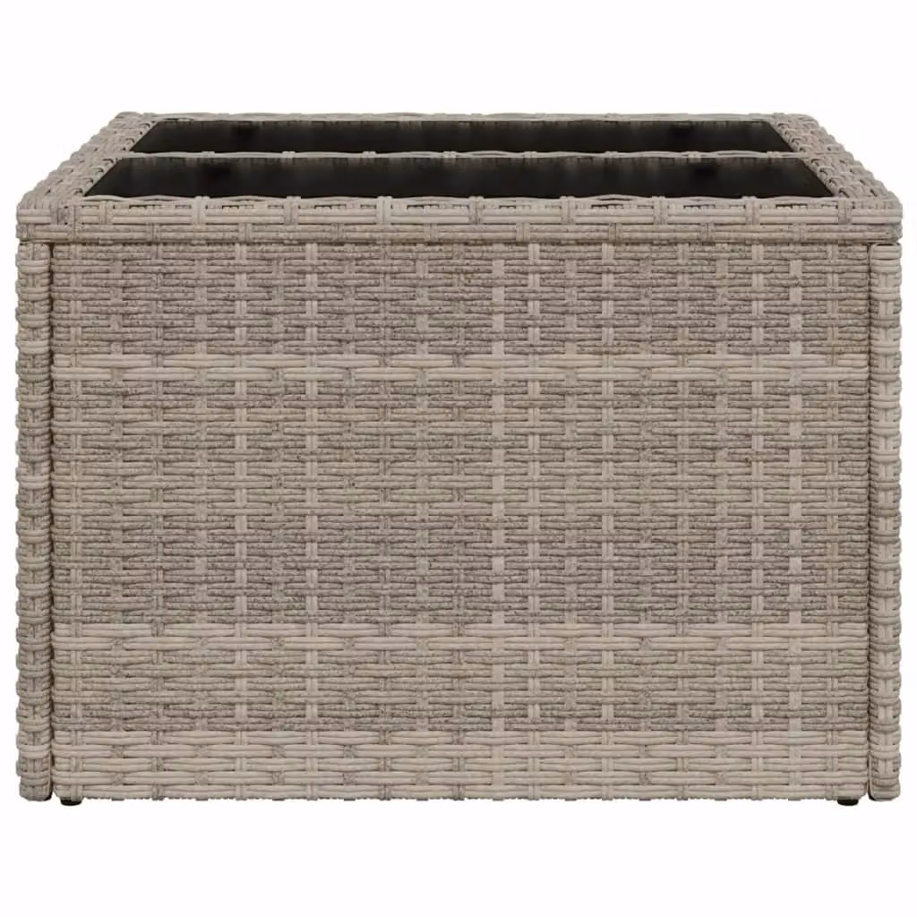 Berkfield Home Garden Table with Glass Top in Light Grey, W/D/H: 55 x 55 x 37 cm – 1