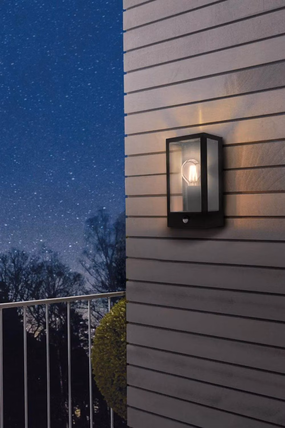Eglo Alamonte Black Metal IP44 Outdoor Wall Light with Motion Sensor and Transparent Glass – 2