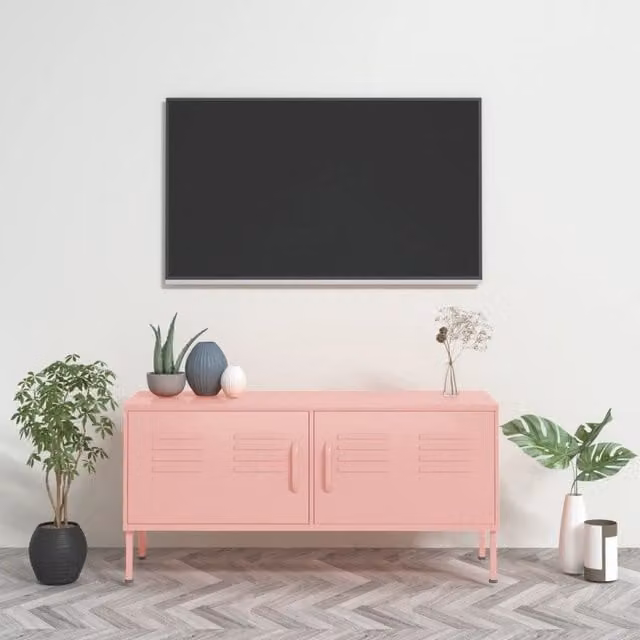 Berkfield Home Pink Metal TV Cabinet W/D/H: 105 x 35 x 50 cm