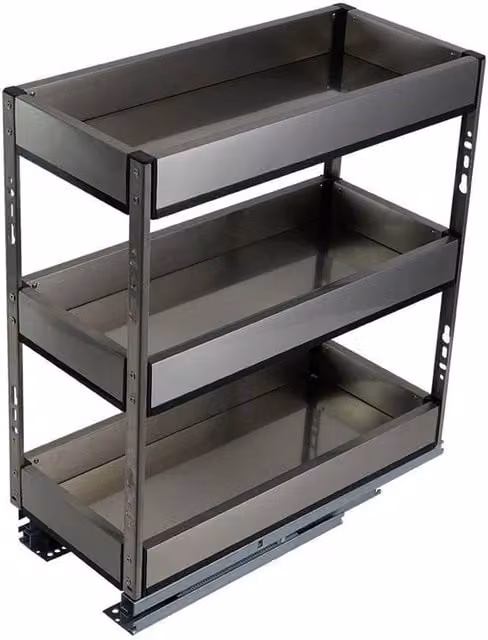 SPETLEK Silver Aluminium Pull Out Kitchen Larder Cupboard Basket Drawer