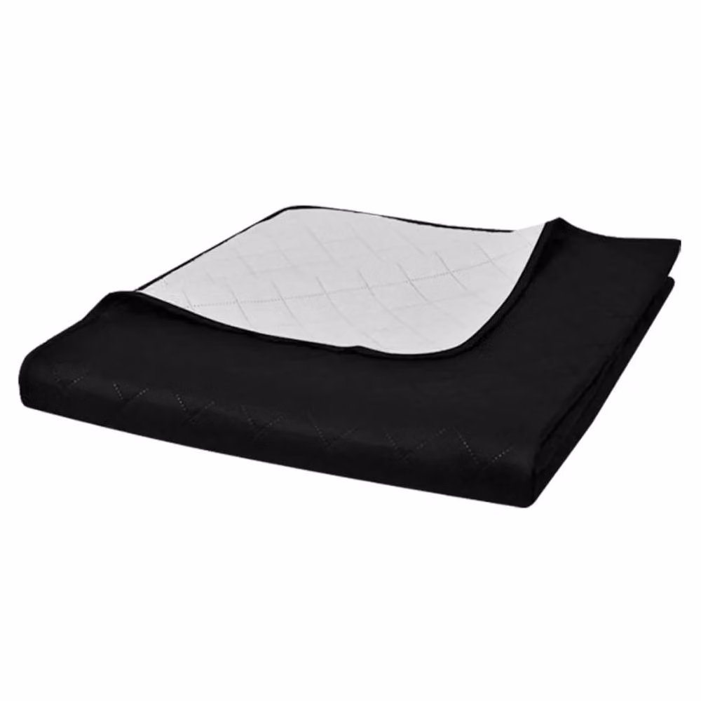 Berkfield Home Reversible Quilted Bedspread in Black and White, W/D/H: 220 x 240 cm – 2