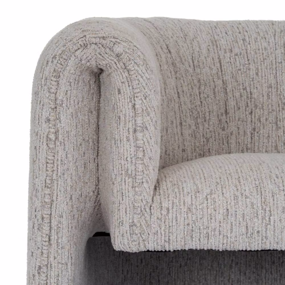 Wyld Haus Mirmande Curved Accent Armchair in Soft Grey Fabric – 3