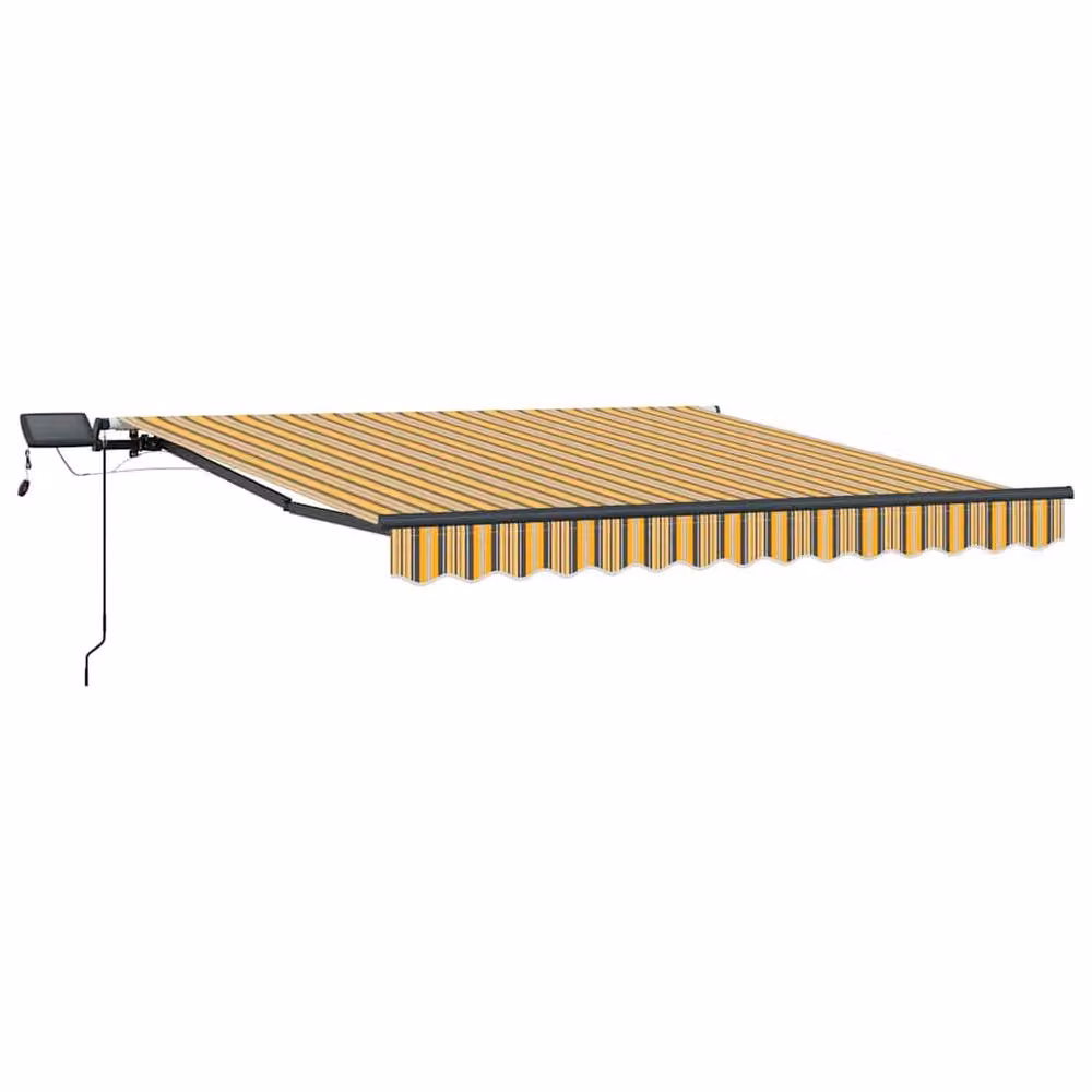 Berkfield Home Manual Retractable Polyester Awning with Multicolour LED Stripe, Yellow, W: 350 cm, D: 250 cm – 3
