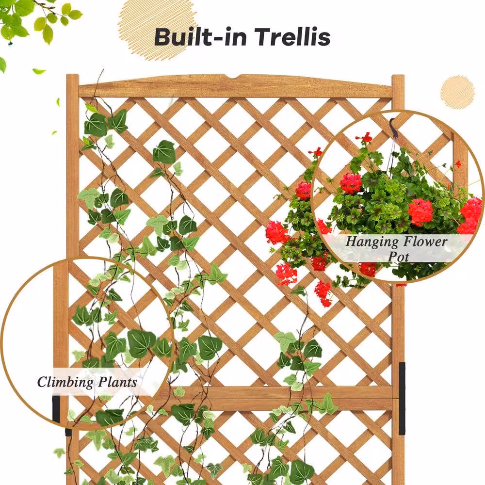 Costway Tall Standing Wooden Raised Garden Bed Planter in Brown – 3