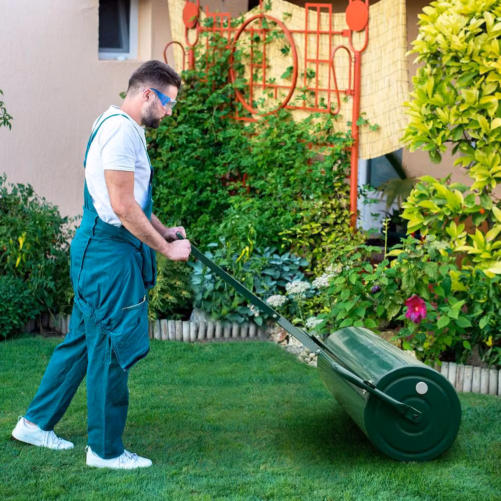 Gymax 113L Lawn Roller in Green with Detachable Gripping Handle – 3