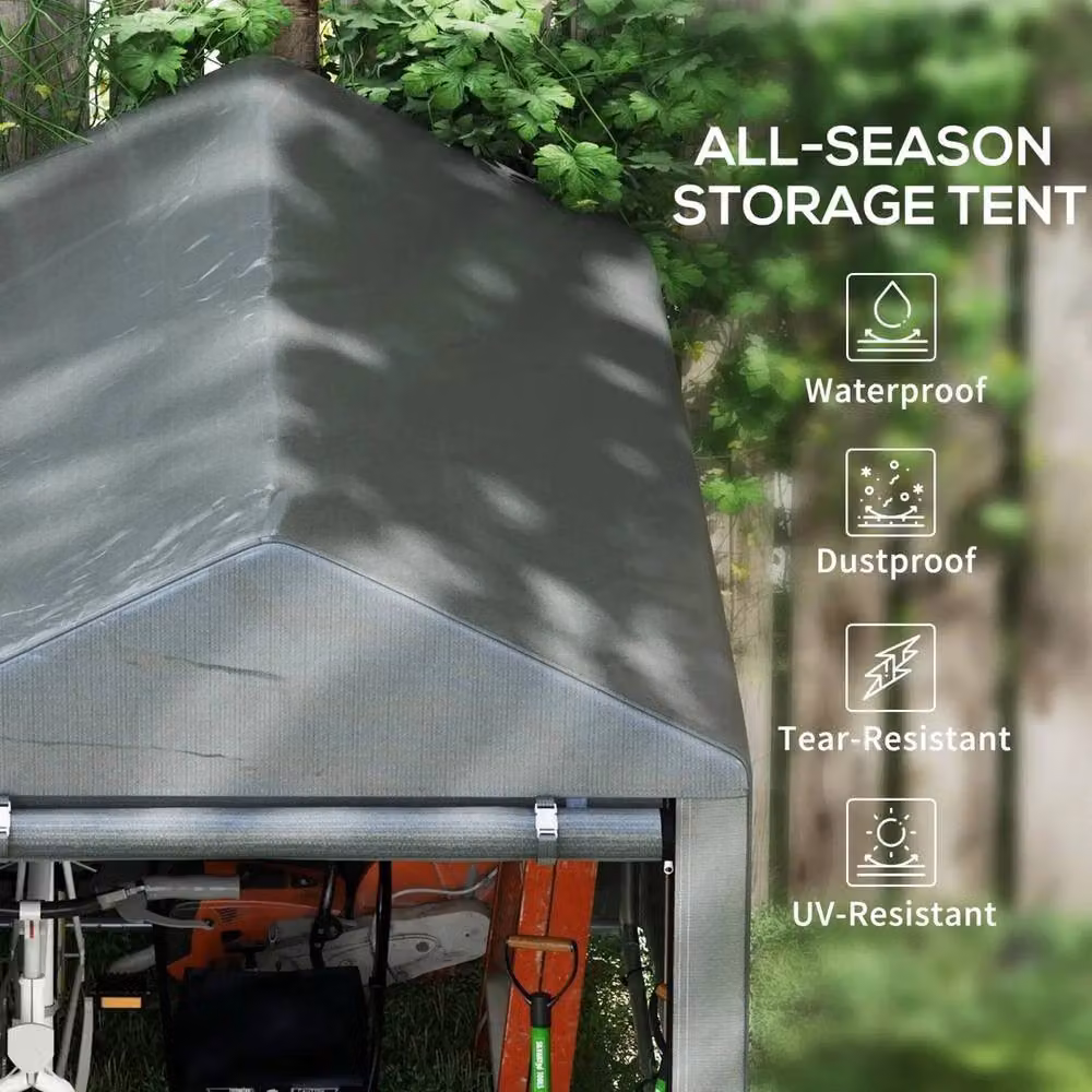 Kelvenix Portable Garden Storage Shed Tent, Grey, W: 120 cm, D: 180 cm, H: 180 cm – 3