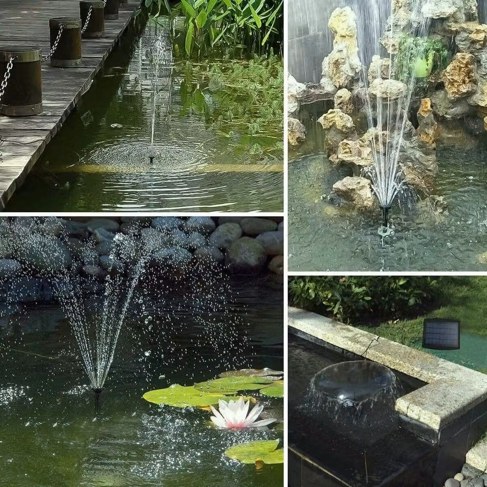 NESTLUNE Solar Panel Powered Water Feature Fountain Pump for Garden and Pools, Black – 3