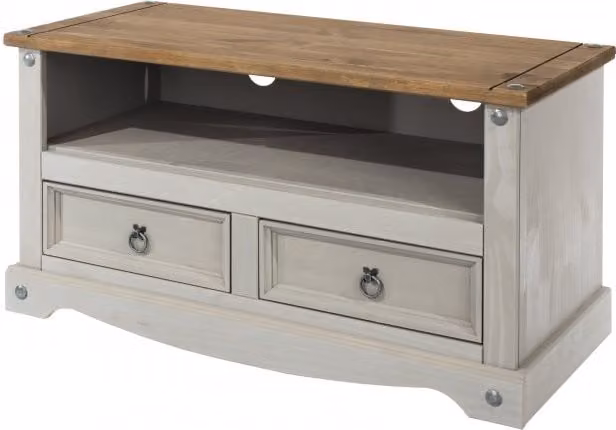 Core Corona Grey and Waxed Pine Antique Flat Screen TV Unit