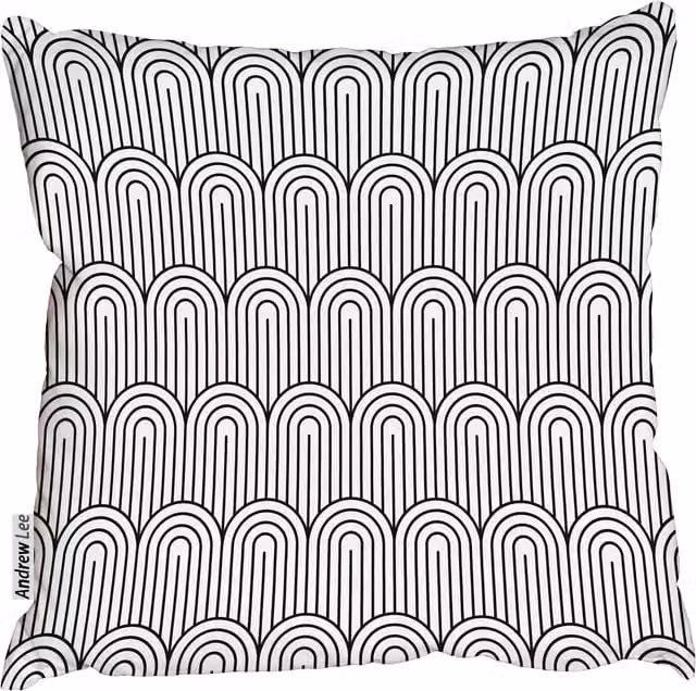 Benjamin Tate Design LTD Art Deco Graphic Square Cushion, Black, W: 60 cm, H: 60 cm