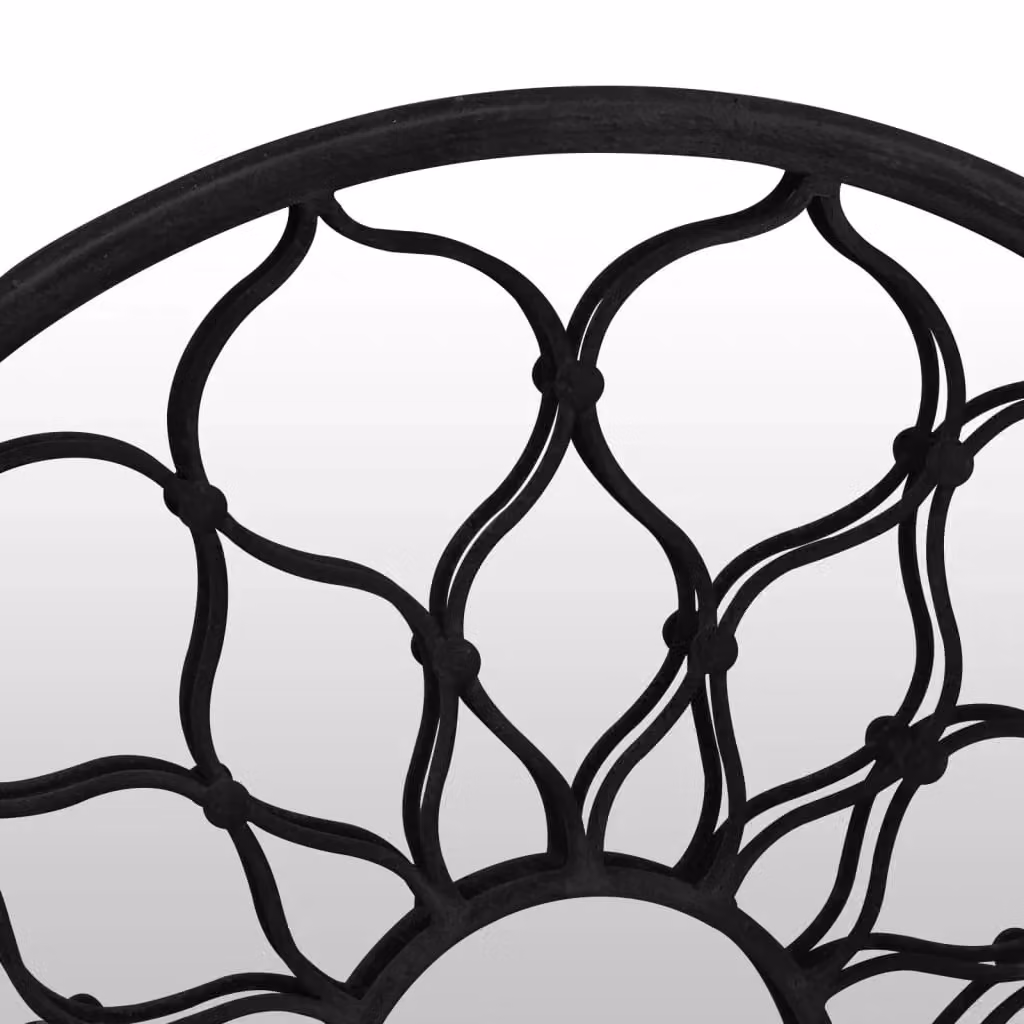 Berkfield Round Floral Metal Wall Mirror in Black, Diameter: 40 cm – 5