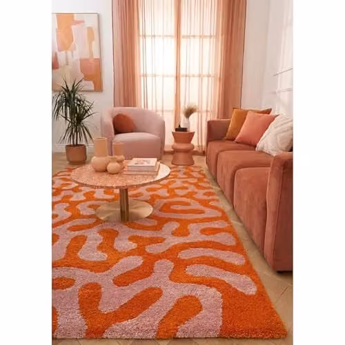 THE RUGS Joli Area Rug in Doodle Orange and Pink, Modern Abstract Design, W: 120 cm x L: 170 cm – 2
