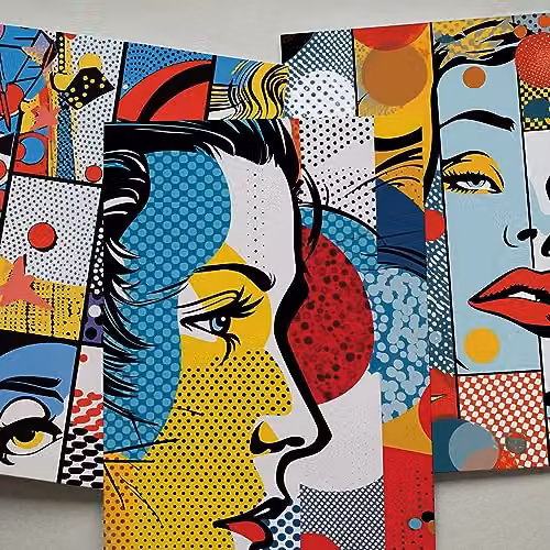 Artery8 50 Piece Pop Art Bubble Comic Halftone Aesthetic Collage Kit, Multicolour Paper Wall Art Prints, W: 15 cm, H: 10 cm – 7
