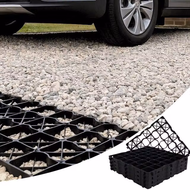 Novecrafto Black Plastic Gravel Grid Set for Driveways, Sheds and Garden Paths, 8 Pieces – 1