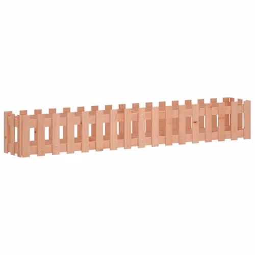vidaXL Brown Wooden Garden Raised Bed with Fence Design, W: 200 cm, D: 30 cm, H: 30 cm