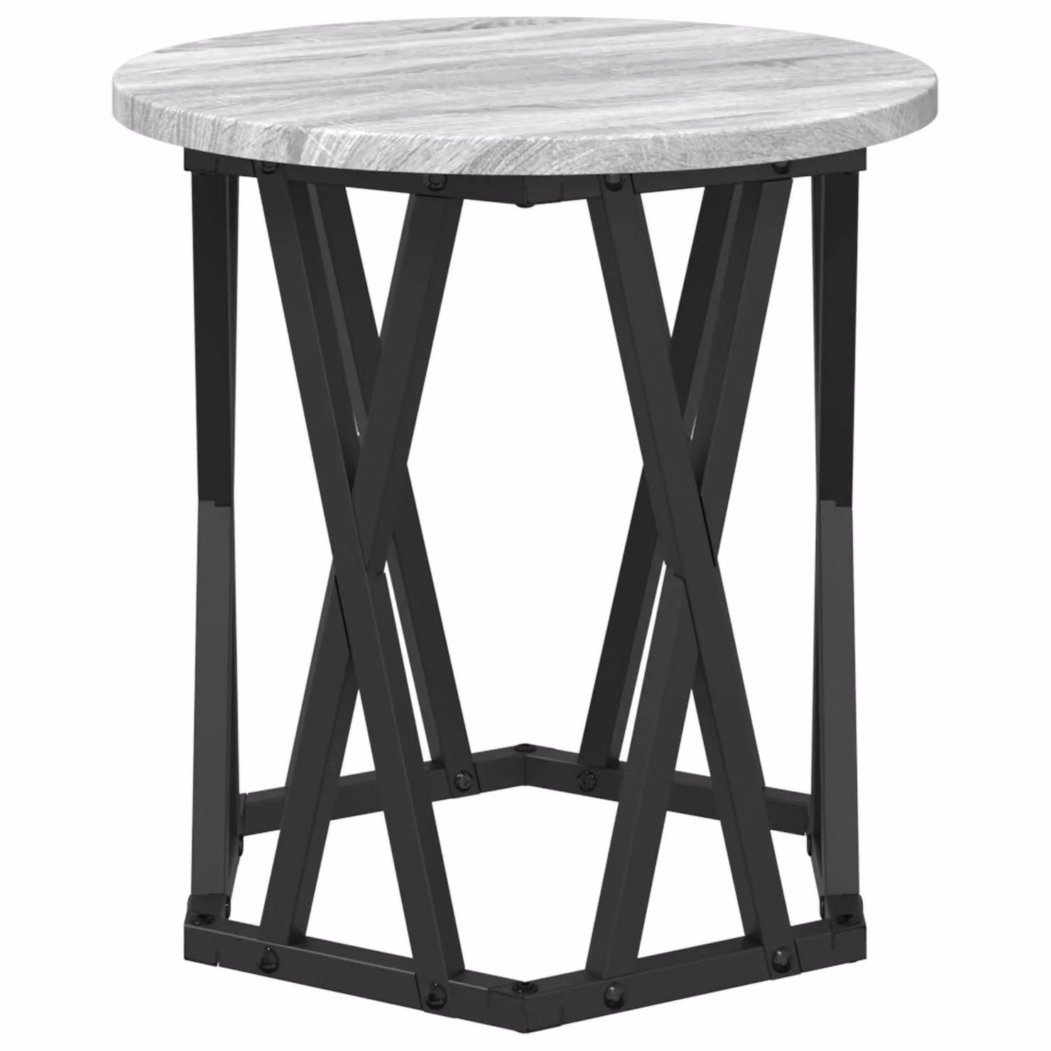 Berkfield Home Nesting Side Tables, 2 Piece Set in Grey Sonoma, Round MDF and Metal Tables – 4