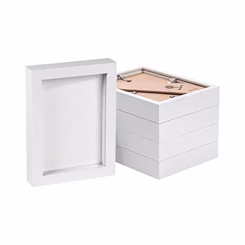 Nicola Spring White Rectangular 3D Box Photo Frames, Pack of 5, W/H: 13 x 18 cm