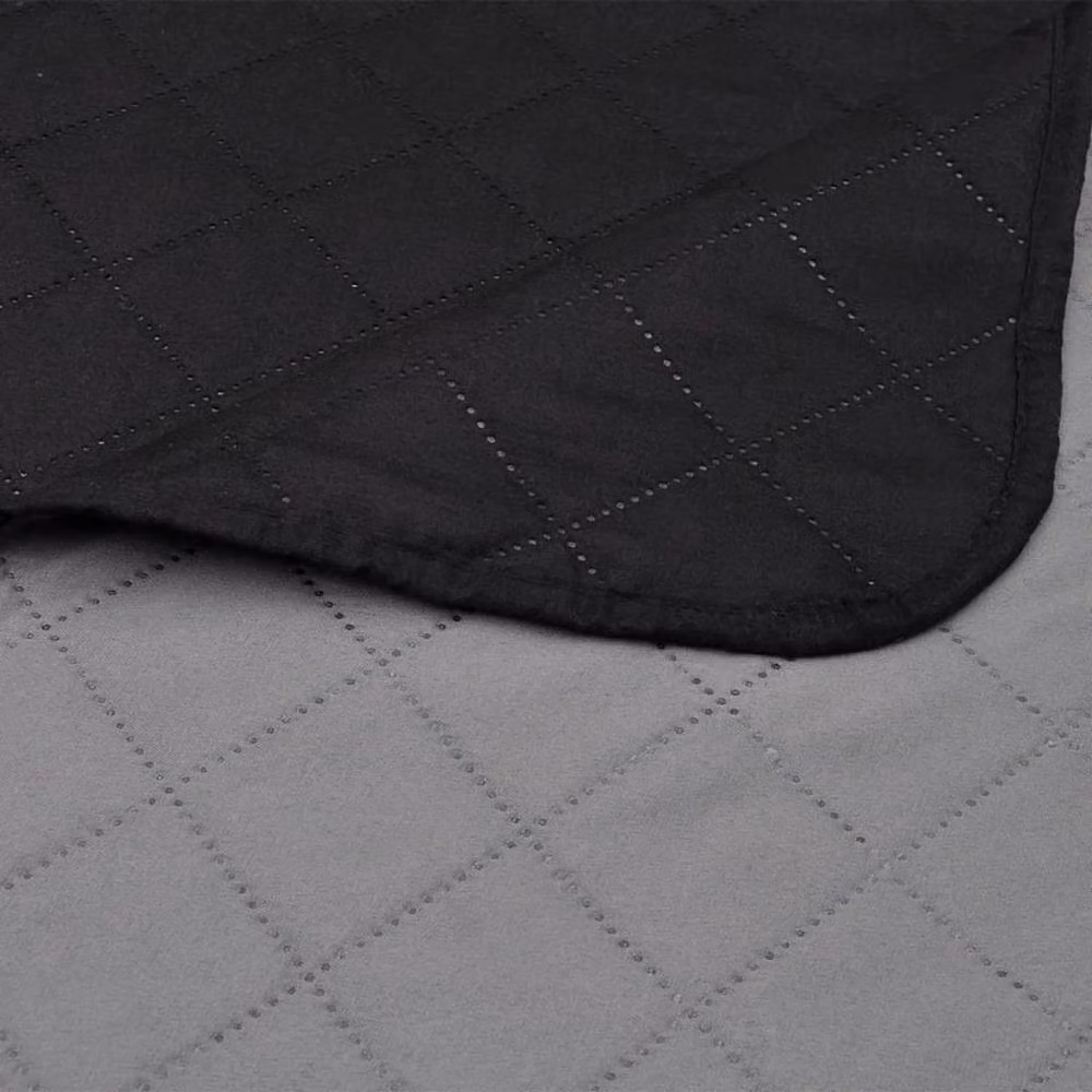 Berkfield Home Reversible Quilted Bedspread in Black and Grey, W/D/H: 170 x 210 cm – 4