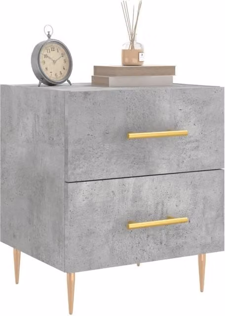 Berkfield Home Modern Bedside Cabinets, 2 Piece Set, Concrete Grey, W: 40 cm, D: 35 cm, H: 47.5 cm