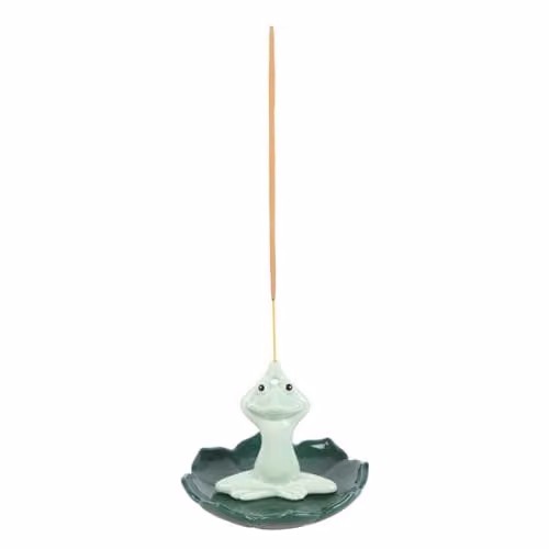 KDMD Ceramic Yoga Frog Incense Stick Holder in Petrol Green – 1