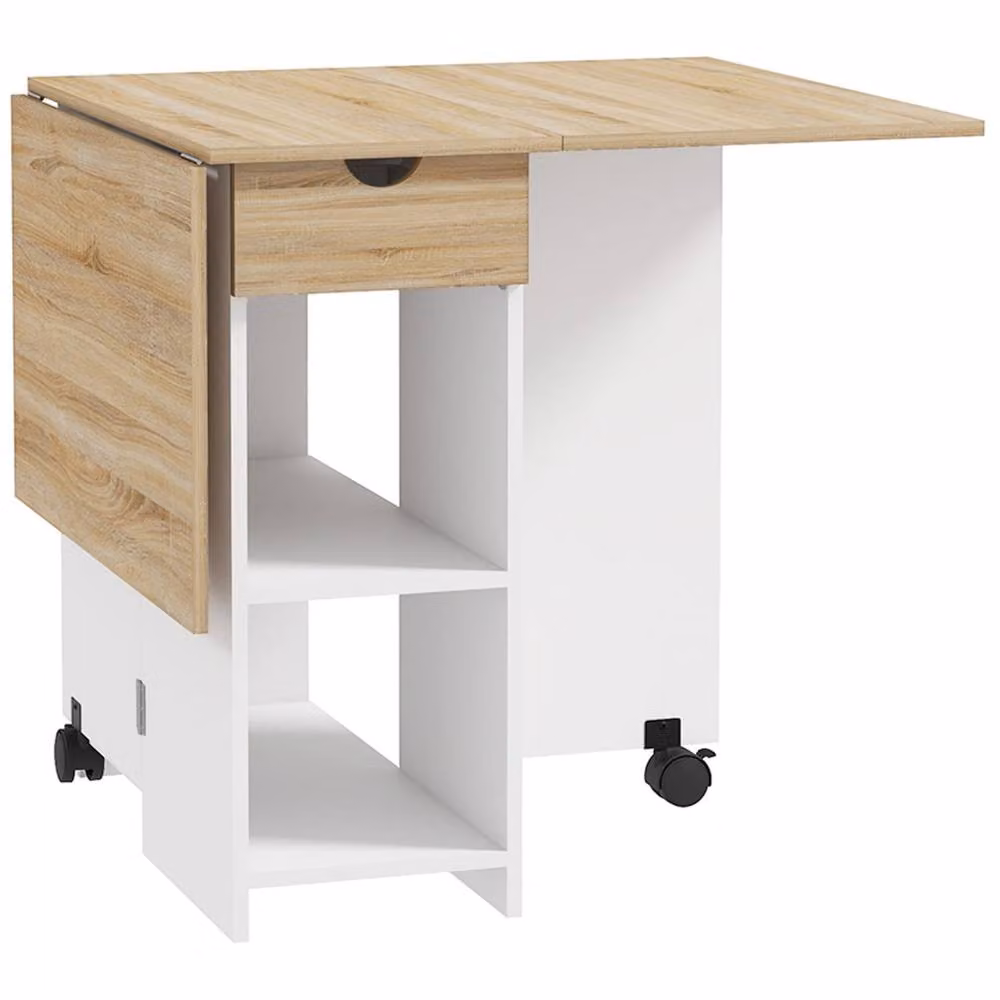 Wyld Haus Coyova Drop Leaf Dining Table in Light Oak and White, W/D/H: 120 x 72 x 75 cm – 2