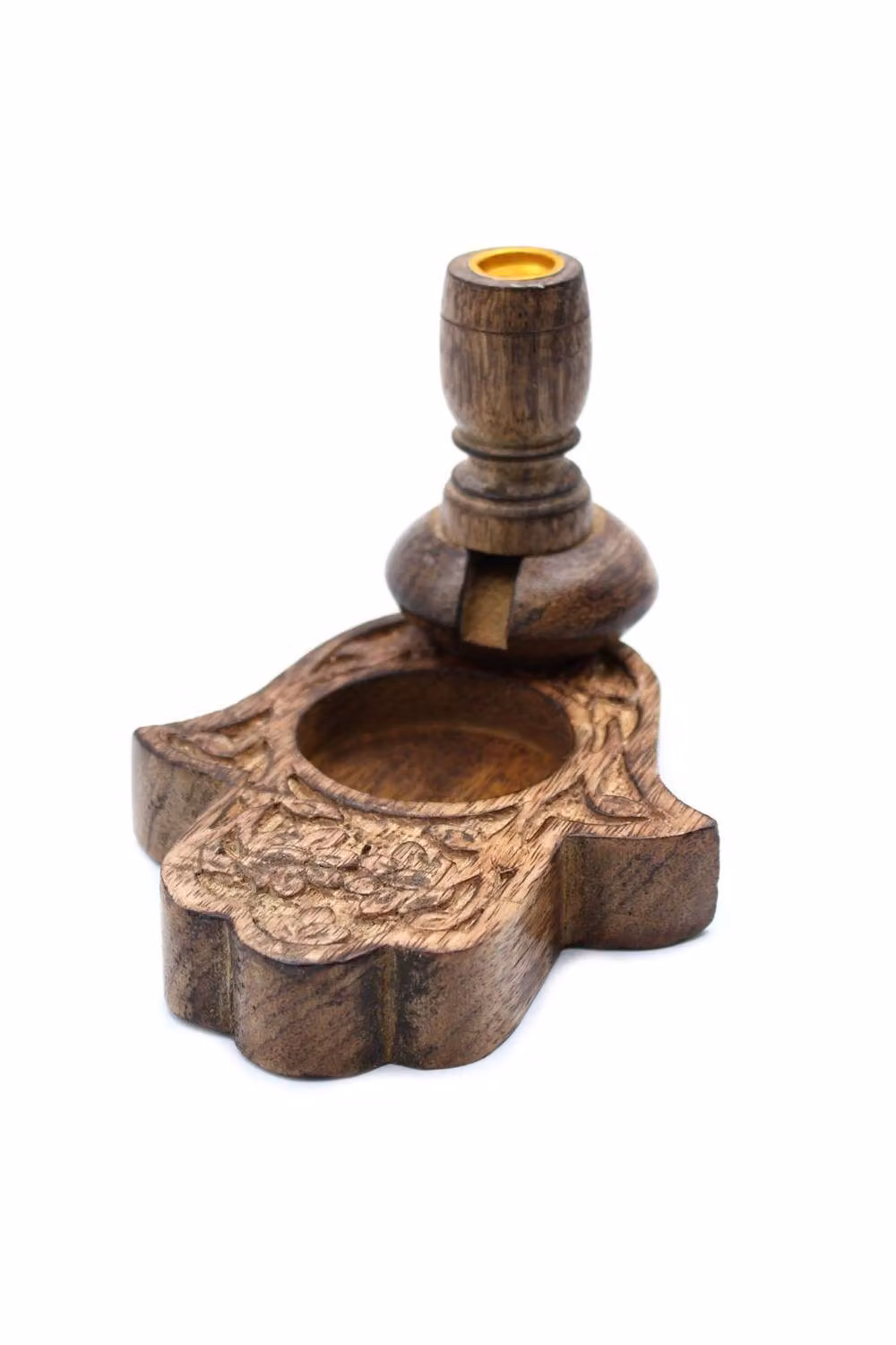 KDMD Mango Wood Hamsa Backflow Incense Burner in Brown – 2
