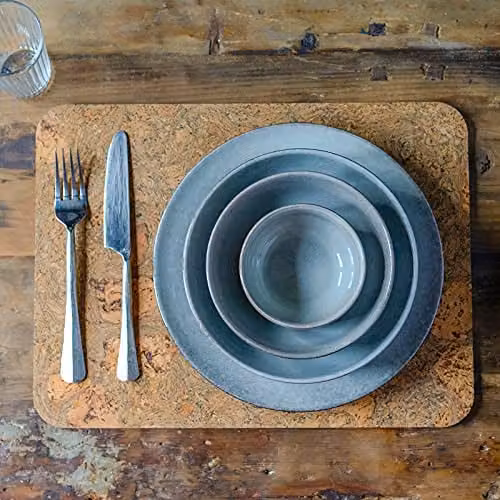 Cooks Professional Set of 4 Nordic Grey Ceramic Stoneware Side Plates, Diameter: 20 cm