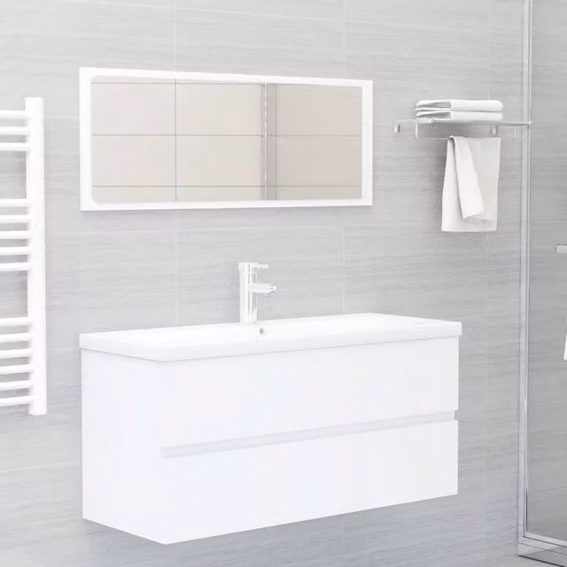Berkfield Home White Wall Mounted Bathroom Sink Cabinet W/D/H: 100 x 38.5 x 45 cm