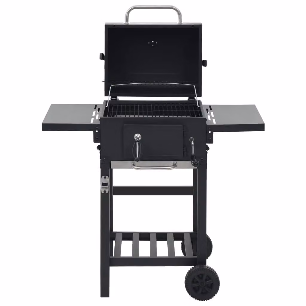 Berkfield Home Charcoal BBQ Grill with Bottom Shelf and Thermometer in Black – 2