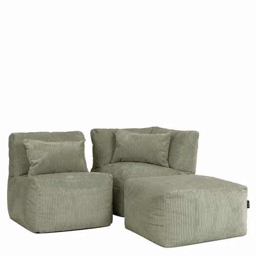 icon Noa 3 Seater Modular Bean Bag Sofa with Filling in Green – 1