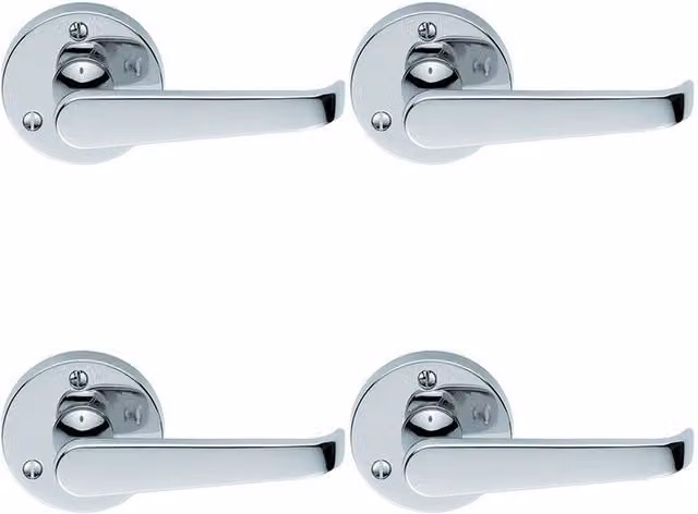 Loops 4 Pairs of Victorian Straight Shaped Lever Door Handles with 59mm Round Rose in Chrome