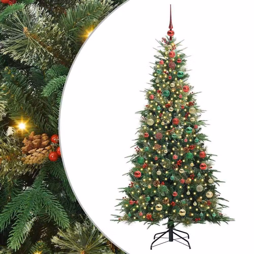 Berkfield Home Artificial Hinged Christmas Tree in Green, Height: 180 cm – 2