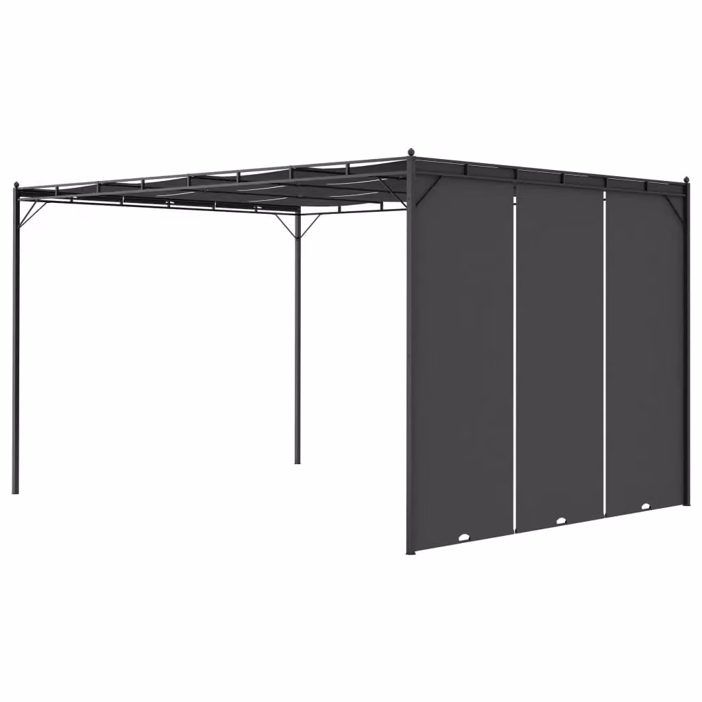 Berkfield Home Garden Gazebo with Side Curtain, Anthracite and Black, W: 400 cm, D: 300 cm, H: 225 cm – 3