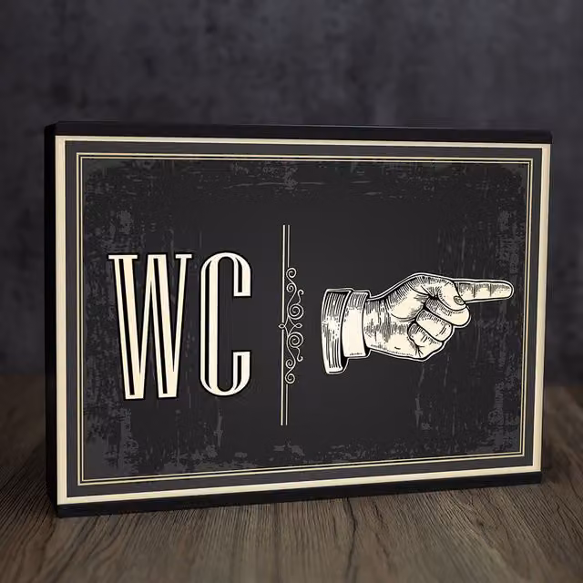 Echo Three Retro LED Bathroom Light Box Sign, Black, A4 Size