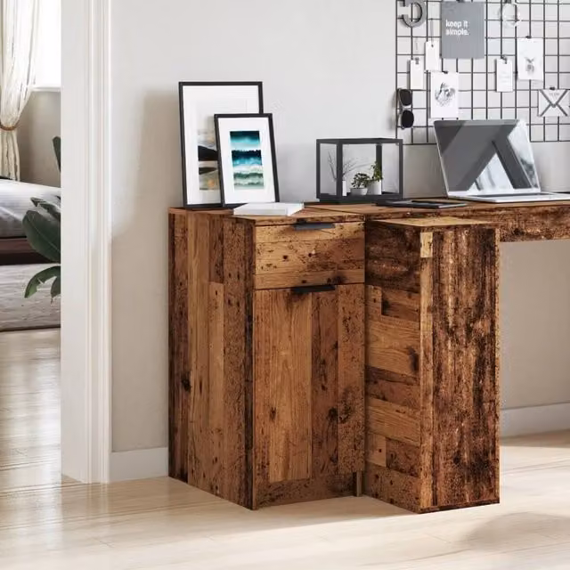 Berkfield Home Decorative Desk Cabinet in Brown Old Wood, W/D/H: 33 x 50 x 75 cm – 1