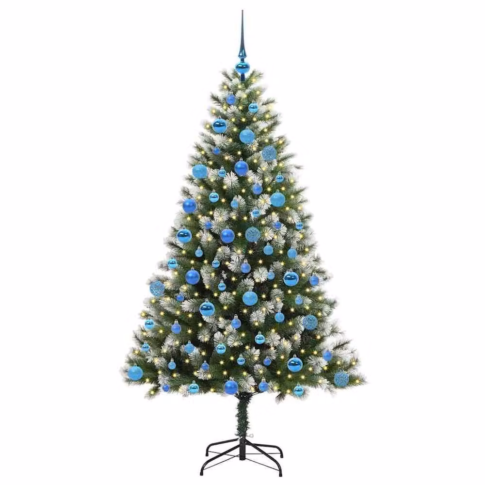 Berkfield Home Artificial Hinged Christmas Tree with Flocked Snow, Green, Height: 180 cm – 3