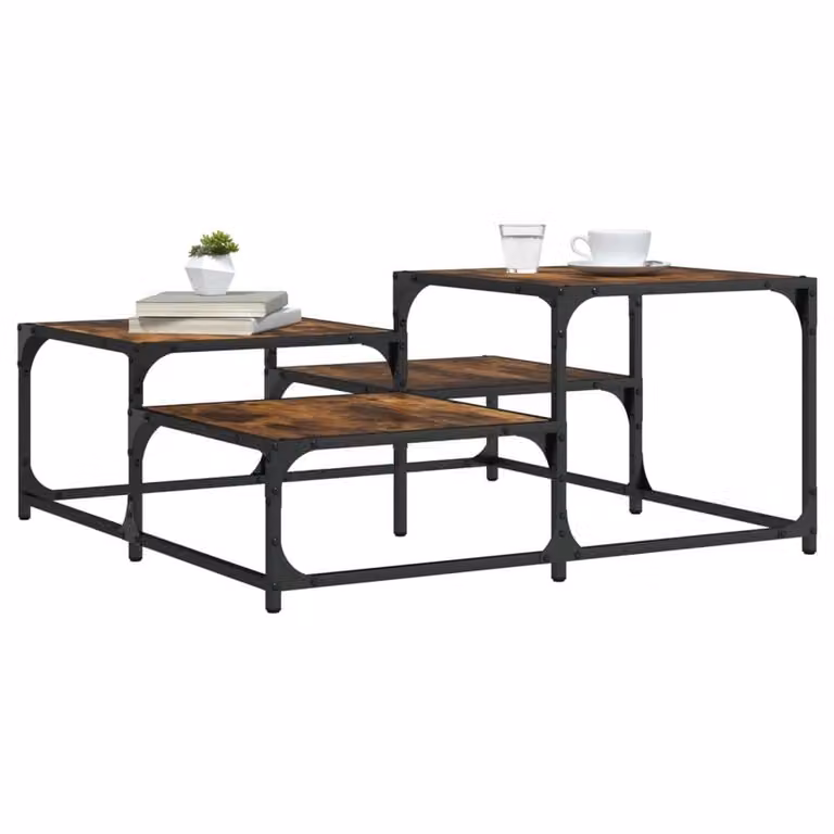 Berkfield Home Durable Smoked Oak Coffee Table in Brown, W/D/H: 87.5 x 87.5 x 40 cm