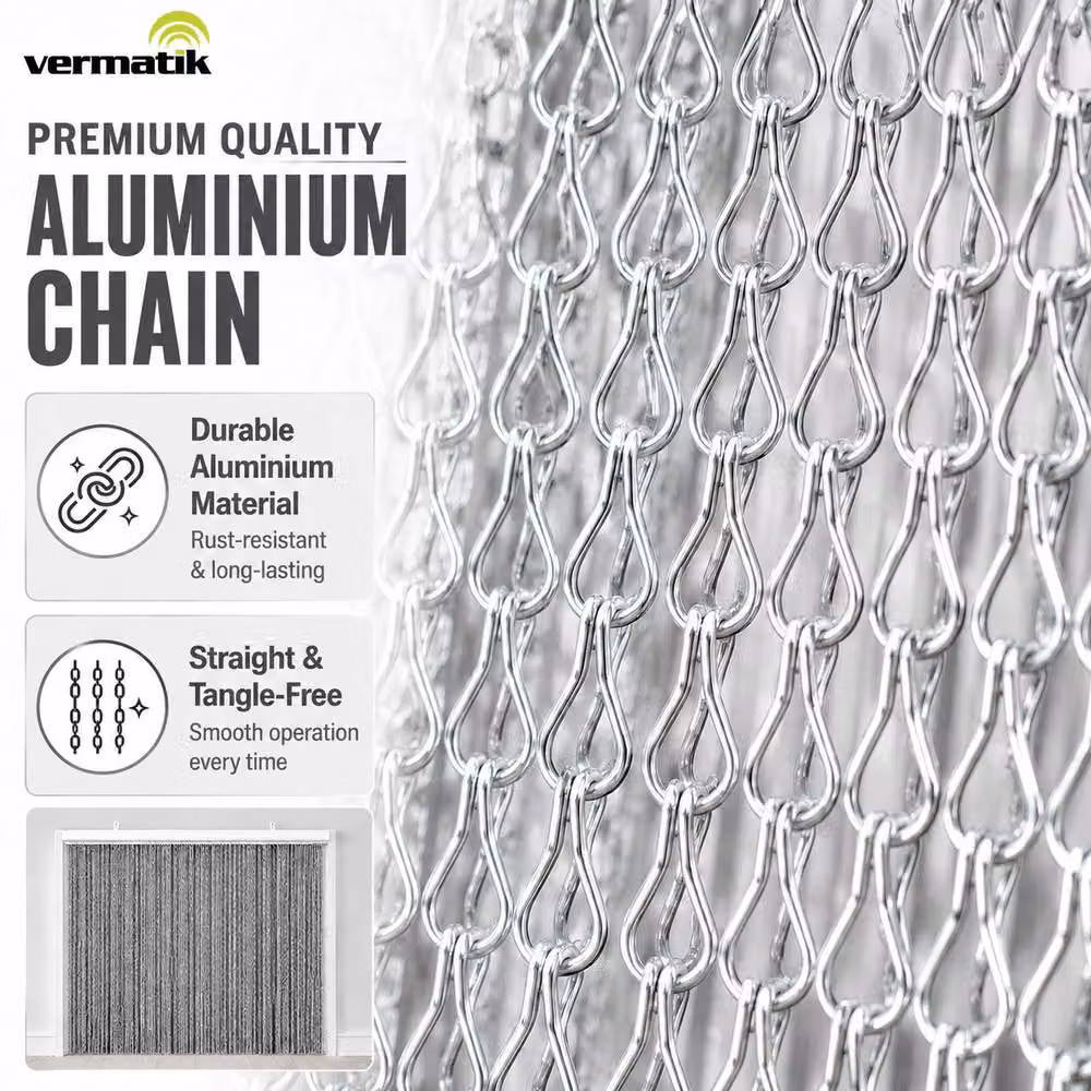 Vermatik Aluminium Silver Fly Screen Door Curtains H 210 x W 89 cm – 3