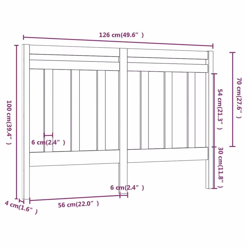 Berkfield Home Rustic Solid Pine Bed Headboard in Grey, W: 126 cm, H: 100 cm, D: 4 cm – 3