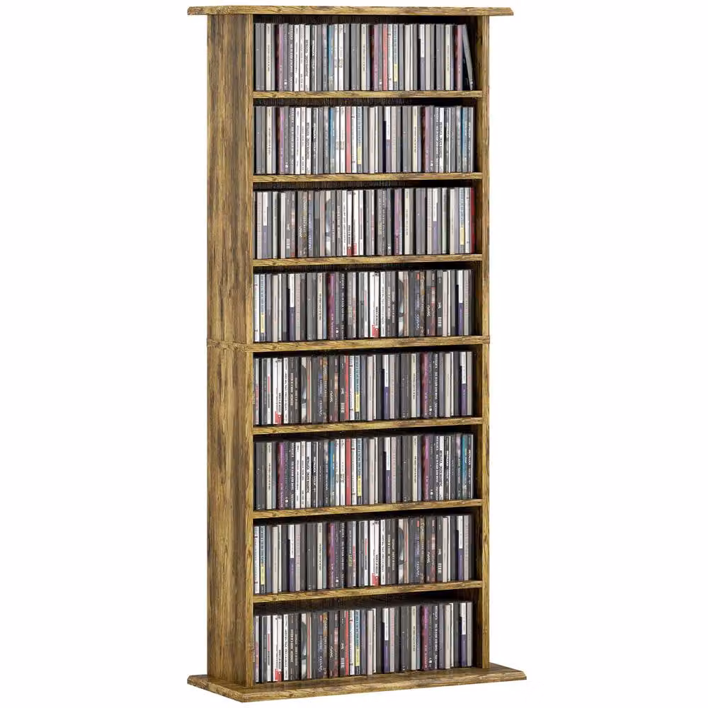 ERGOVEXA 360 CD Storage Unit in Brown with Adjustable Shelves and Media Compartments – 3