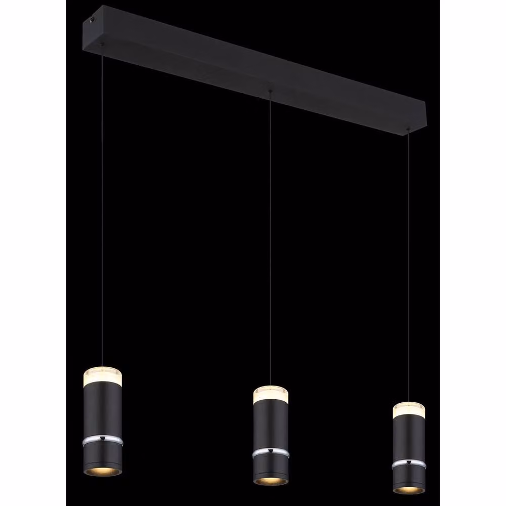 Netlighting Alvarado Bar Pendant Ceiling Light in Black with Adjustable Height and Warm White LED 3000K – 2