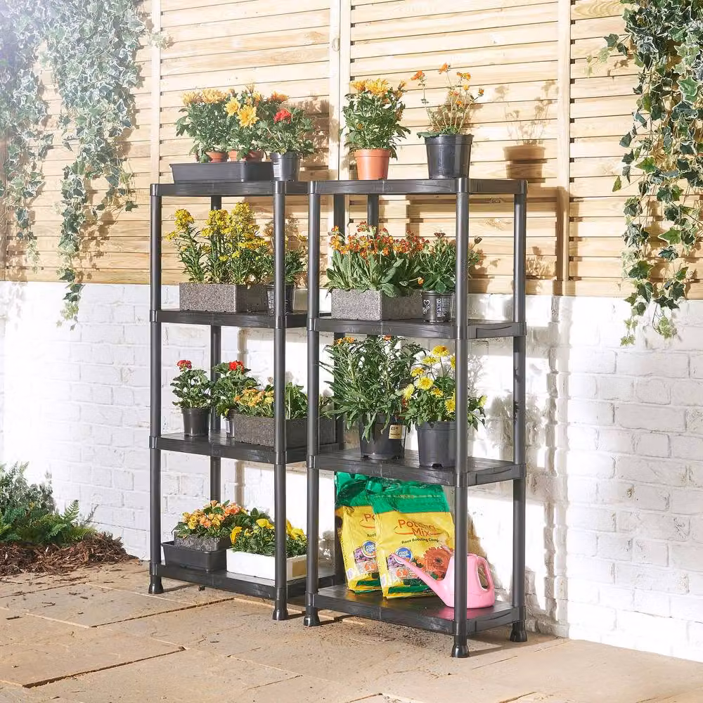 VonHaus 4 Tier Black Wall Mounted Garage and Garden Storage Shelving Units – 3