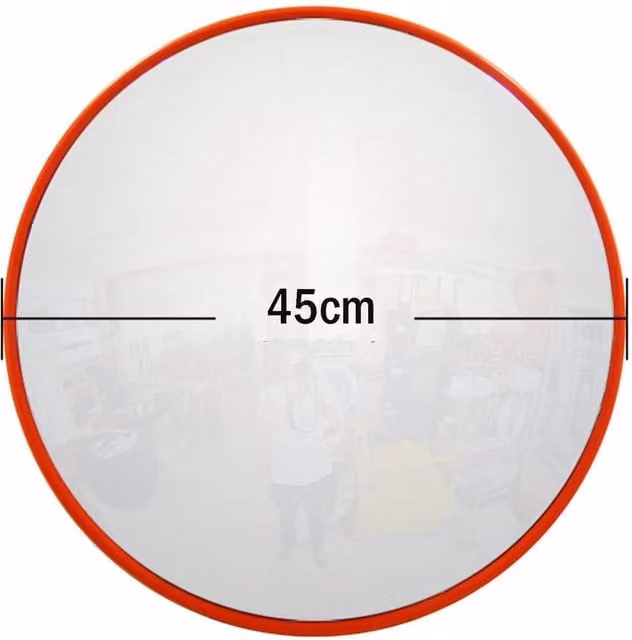 NESTLUNE Orange Convex Car Safety Mirror for Outdoor Garage and Driveway Security, W: 100 cm, D: 15 cm – 1