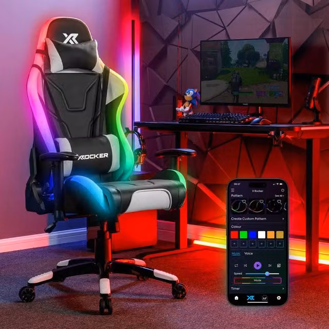 X Rocker Agility eSport Ergonomic Gaming Chair in Black and Multicolour with Synthetic Leather and Adjustable Armrests