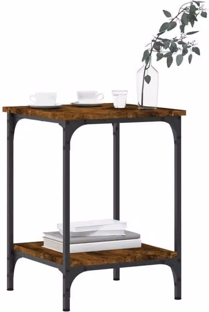 Berkfield Home Decorative Smoked Oak Coffee Table in Brown, W/D/H: 40 x 40 x 55 cm – 1