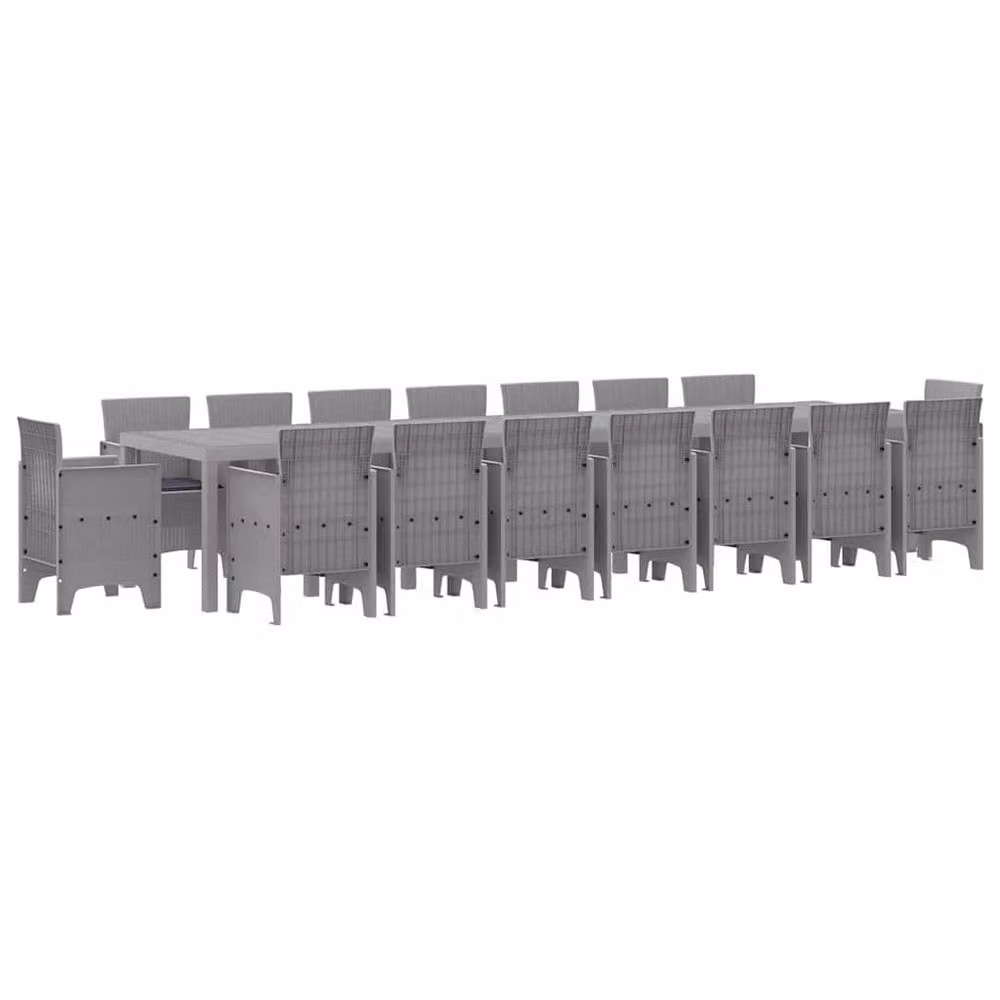 Berkfield Home Traditional 17 Piece Polyrattan Garden Dining Set with Light Grey Cushions – 3